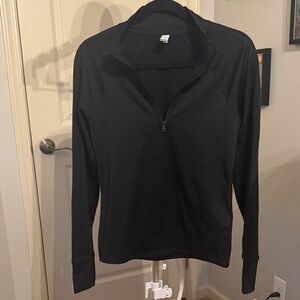 Aerie Black Long Sleeve Quarter-Zip Top